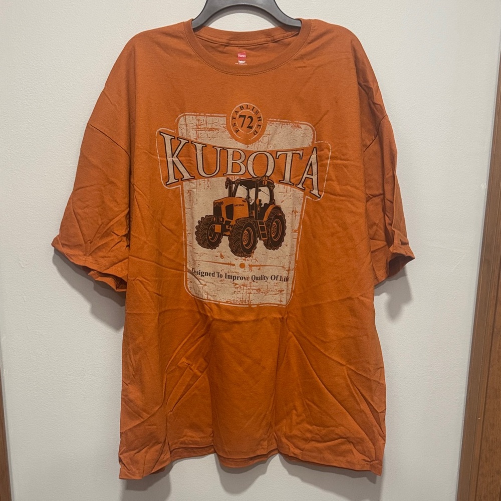 Hanes New in Bag 3XL Kubota Burnt Orange Tagless Tee